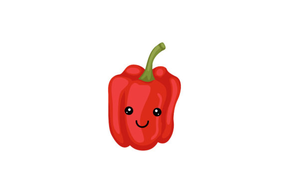 Shining Red Paprika Kawaii Illustration