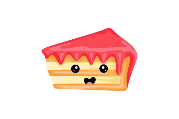 Sweet Pinky Cake Kawaii Illustration