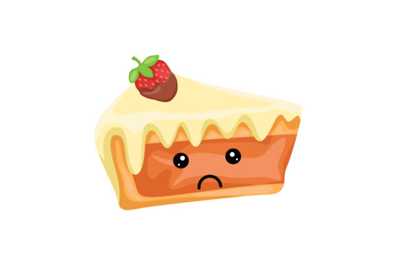 White Vanilla Cake Kawaii Illustration